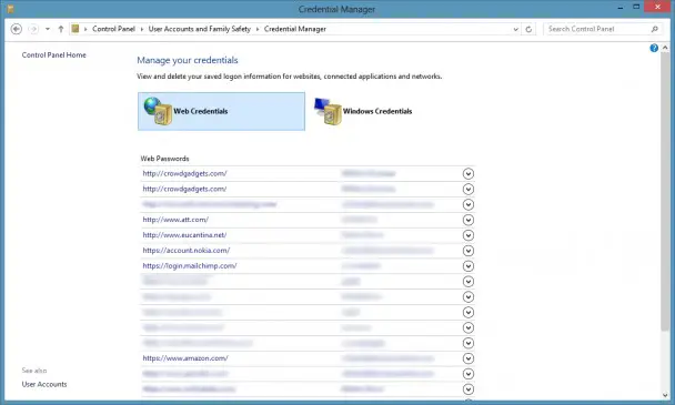 Windows 8 Credential Manager - for some reason we don't have an alt tag here