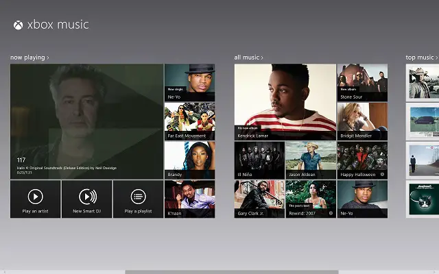 Xbox Music Main Menu - for some reason we don't have an alt tag here