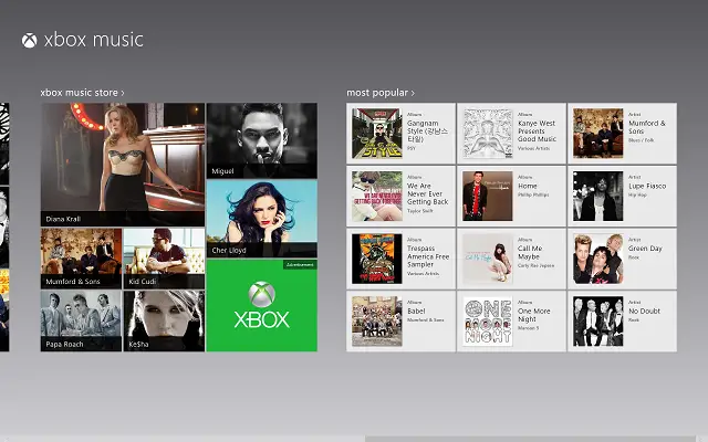 Xbox Music UI - for some reason we don't have an alt tag here