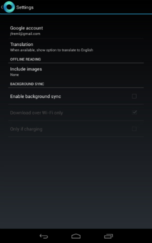 Google Currents settings screenshot - for some reason we don't have an alt tag here