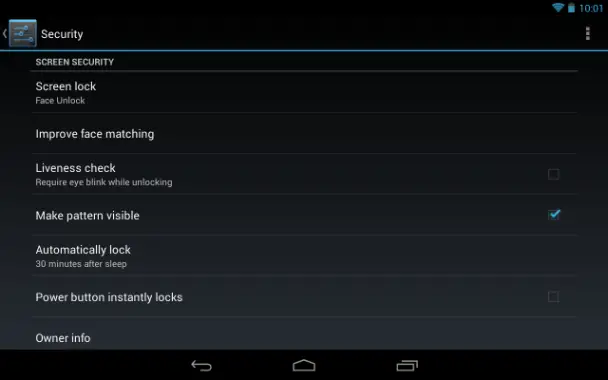 Nexus 7 security settings - for some reason we don't have an alt tag here