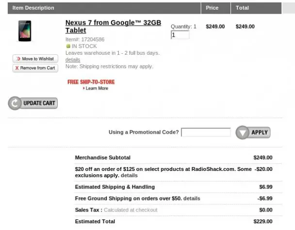 nexus 7 radio shack deal - for some reason we don't have an alt tag here