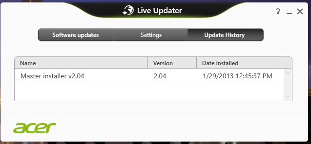 Acer Live Update Firmware v2.04 - for some reason we don't have an alt tag here