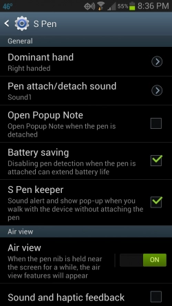 NoteII S Pen Settings e1357955262136 - for some reason we don't have an alt tag here
