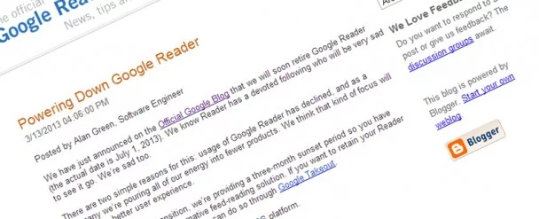google reader retirement - for some reason we don't have an alt tag here
