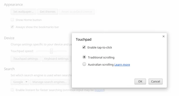 Trackpad settings - for some reason we don't have an alt tag here