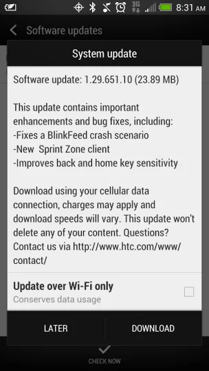 HTC One first OTA update