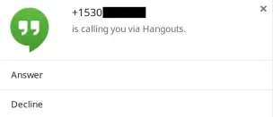 Google Hangouts call notification
