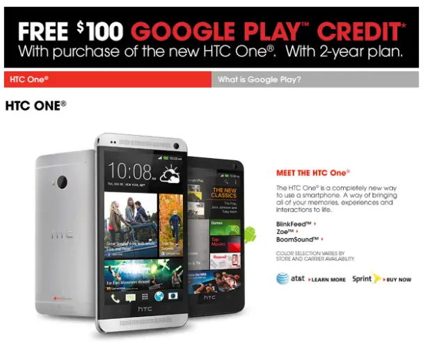 Radio Shack HTC One offer