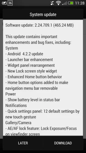 HTC One update Android 4.2.2