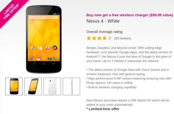 T-Mobile Nexus 4 offer