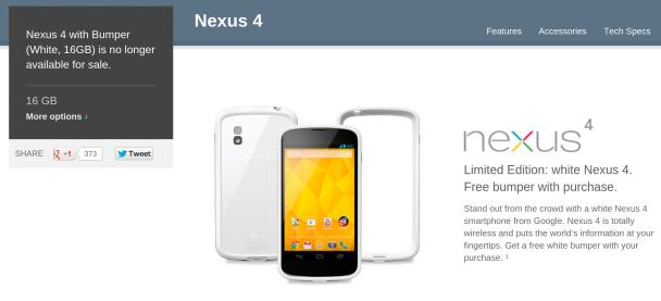 White Nexus 4 not available