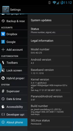 ParanoidAndroid 4.3 kernel