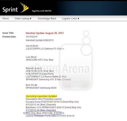 Sprint HTC One blue leak