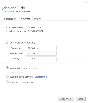 IP address Chrome OS