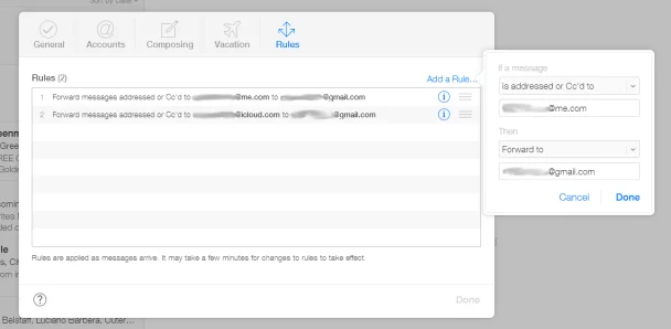 forwarding iCloud email