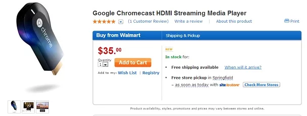 Chromecast at Walmart