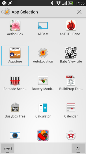Tasker app selection screen