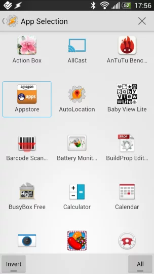 Tasker app selection screen