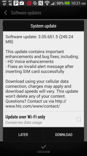 HTC One OTA udpate