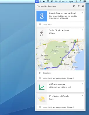 Google Now on desktop