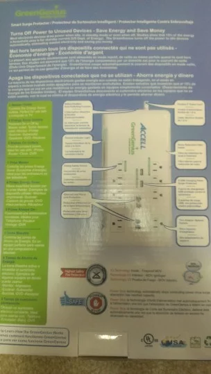 GreenGenius ® 8 Outlet Smart Surge Protector rear box