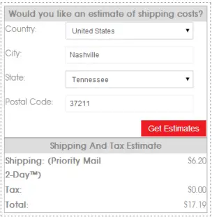 Spudz Pro w Spudz Sudz shipping cost calculator