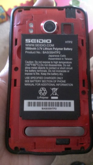 HTC EVO 4G exposed back with replacement battery
