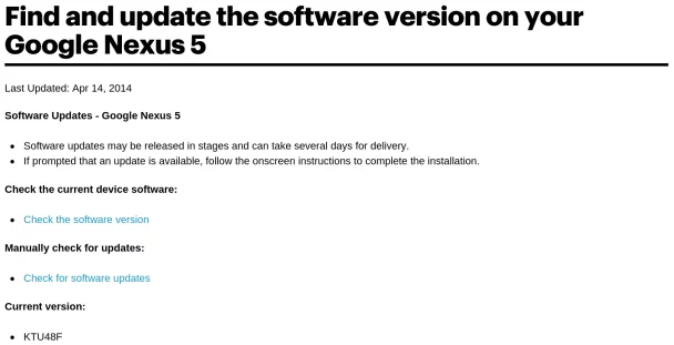 Nexus 5 OTA update