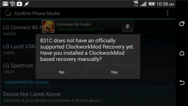 831C not an officially supported device