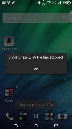 nV Pie crash