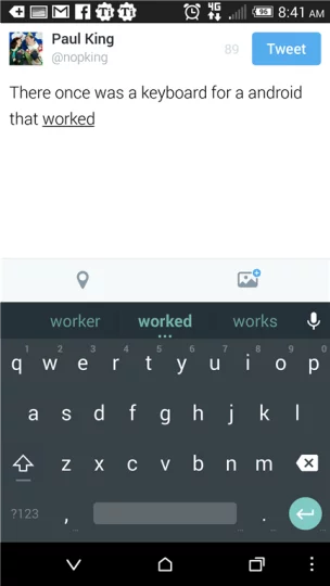 Unofficial Android L Keyboard screenshot, and yes I caught that there was an extra "a" after I posted the picture