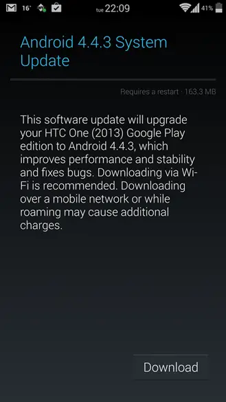 HTC One M7 GPE update