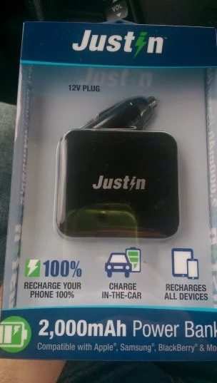 Justin 2000mAh Portable Power Bank with 12V Adapter