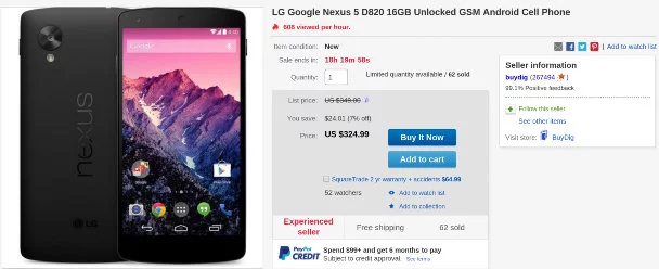 Nexus 5 eBay deal