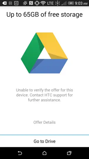 Google Drive unable to verify upgrade eligibility