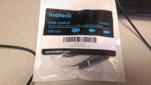 Inateck 120 cm USB to Micro B Cable + Lightning Adapter packaging