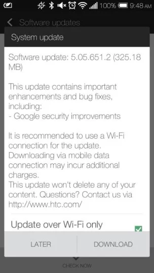 HTC One M7 update