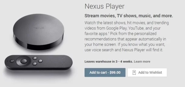 Nexus Player Play Store