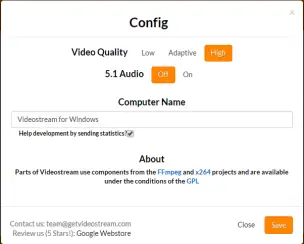 Videostream config pane