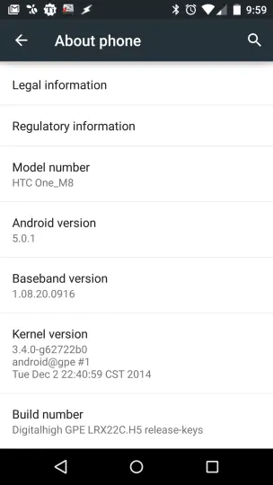 Android L on the GPE HTC One M8