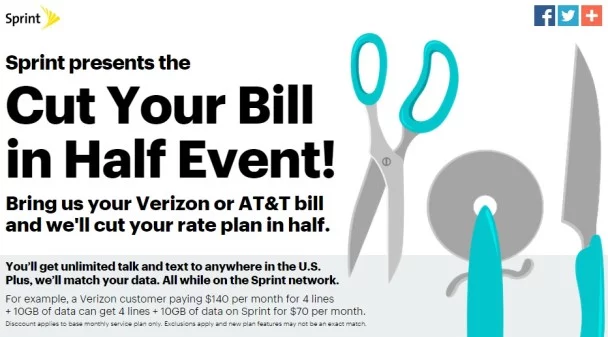 Sprint cut bill in half