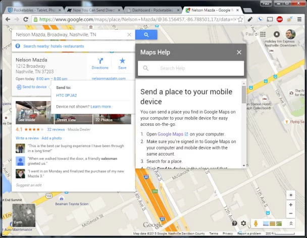 Google Maps Send to Device
