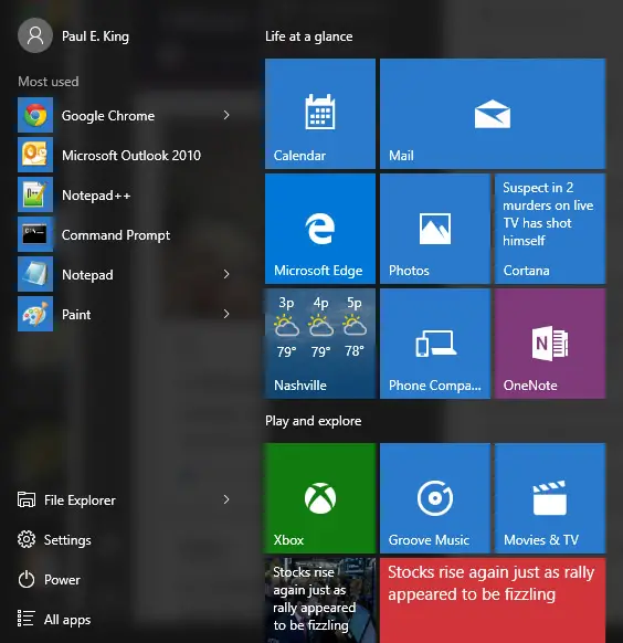 Wide ass start menu