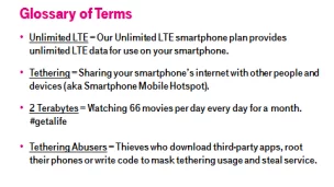 T-Mobile Tethering Abuse chart