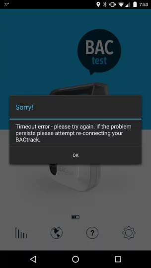 BACtrack Smartphone Breathalyzer App Disconnected