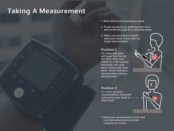 MOCACuff Bluetooth Blood Pressure Monitor Wrist, Fully Automatic