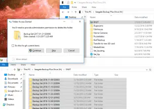 Deleting Windows Backup on a different machine