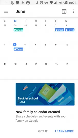 Google Family Calendar