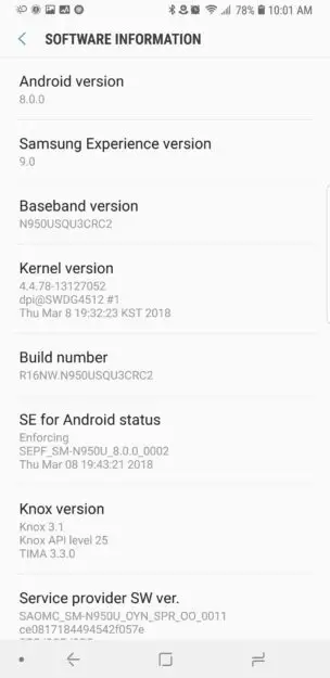 Android 8.0 on the Samsung Galaxy Note 8